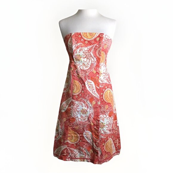 Moda International Size‎ 2 Retro Paisley Print Strapless Tie Back - Picture 1 of 10